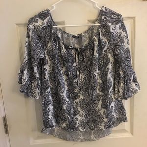 White/Black Patterned Blouse